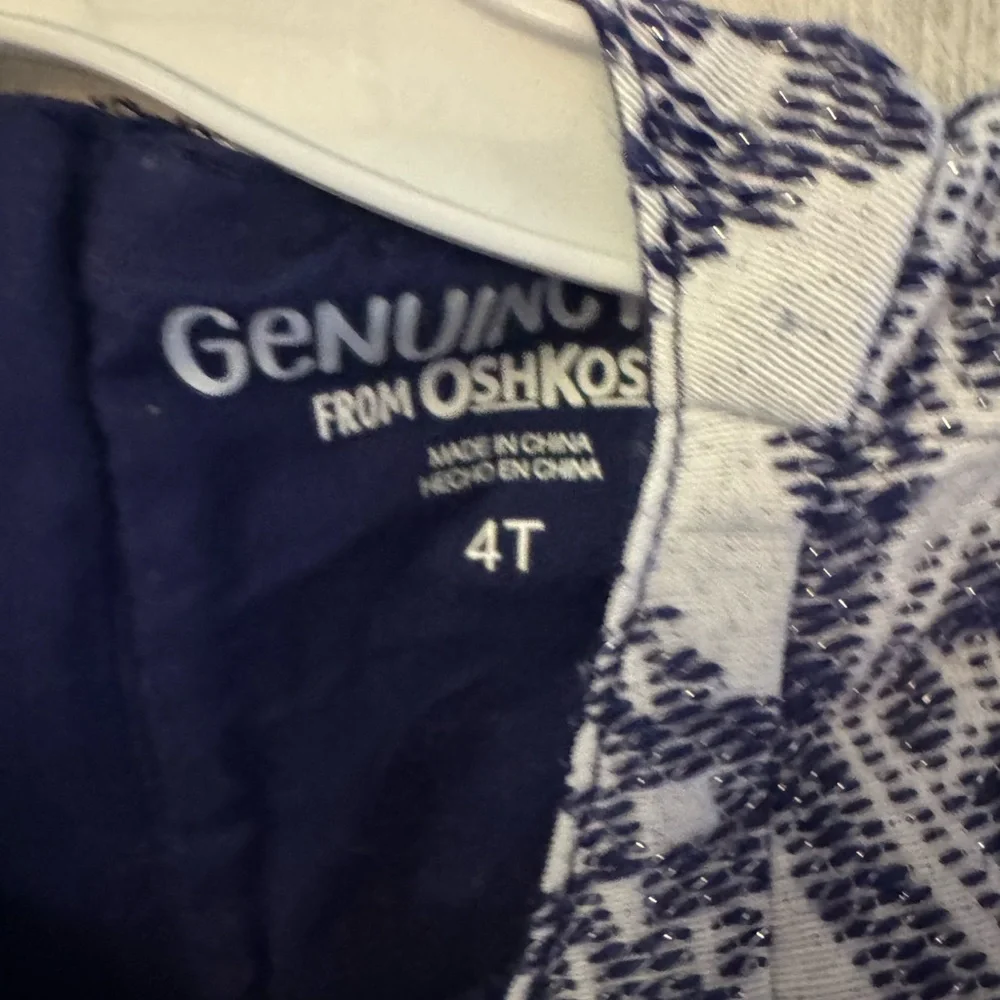 Genuine Kids. Navy & White Geometric Patterned Dress. Excellent Condition. Size4